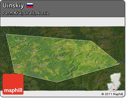 Satellite 3D Map of Uinskiy, darken
