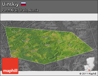 Satellite 3D Map of Uinskiy, desaturated