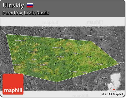 Satellite 3D Map of Uinskiy, desaturated