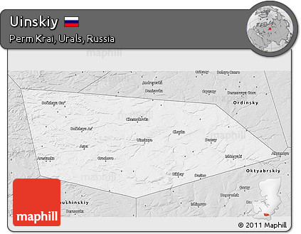 Silver Style 3D Map of Uinskiy