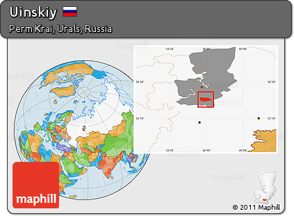 Political Location Map of Uinskiy, highlighted country, highlighted parent region