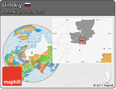 Political Location Map of Uinskiy, highlighted country, highlighted parent region