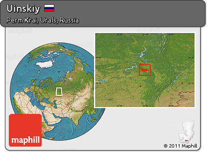 Satellite Location Map of Uinskiy