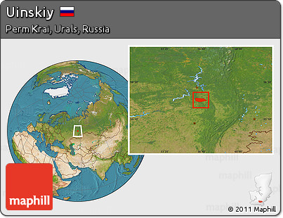 Satellite Location Map of Uinskiy