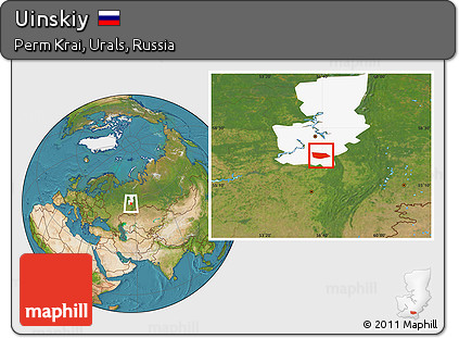 Satellite Location Map of Uinskiy, highlighted parent region