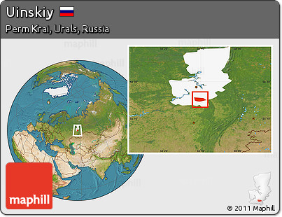Satellite Location Map of Uinskiy, highlighted parent region