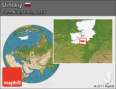 Satellite Location Map of Uinskiy, highlighted parent region