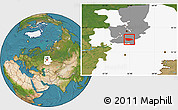 Satellite Location Map of Uinskiy, highlighted parent region, highlighted grandparent region