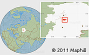 Savanna Style Location Map of Uinskiy, highlighted grandparent region, hill shading