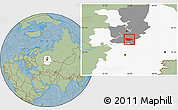 Savanna Style Location Map of Uinskiy, highlighted parent region, highlighted grandparent region, hill shading