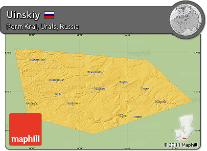 Savanna Style Map of Uinskiy, single color outside