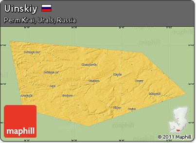 Savanna Style Map of Uinskiy, single color outside