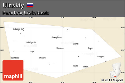 Classic Style Simple Map of Uinskiy, single color outside