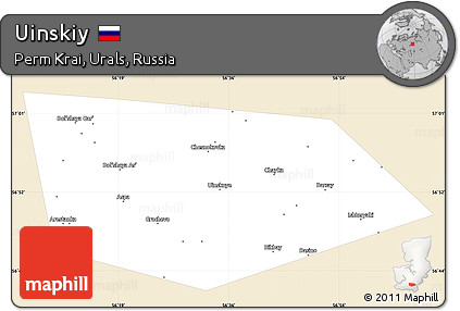 Classic Style Simple Map of Uinskiy, single color outside