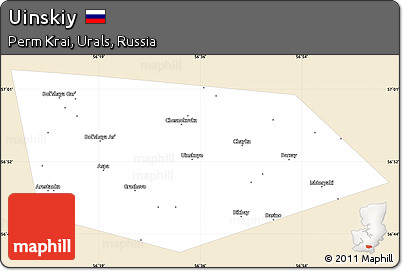 Classic Style Simple Map of Uinskiy, single color outside