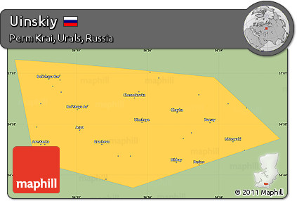 Savanna Style Simple Map of Uinskiy, single color outside