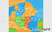 Political Simple Map of Urals, political shades outside