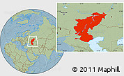 Savanna Style Location Map of Volga, hill shading