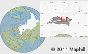 Savanna Style Location Map of Elabuga, highlighted country, highlighted parent region, hill shading