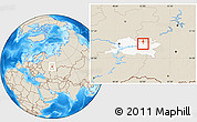Shaded Relief Location Map of Elabuga, highlighted parent region