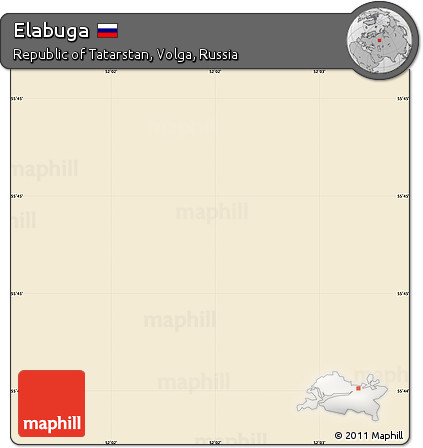 Classic Style Simple Map of Elabuga, single color outside
