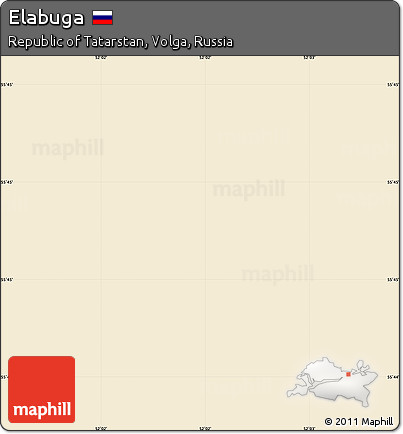 Classic Style Simple Map of Elabuga, single color outside