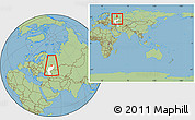Savanna Style Location Map of Kazan, highlighted grandparent region, within the entire country
