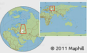 Savanna Style Location Map of Kazan, highlighted parent region, highlighted grandparent region, within the entire country