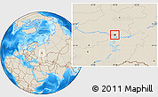 Shaded Relief Location Map of Kazan