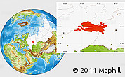Physical Location Map of Republic of Tatarstan, highlighted country