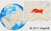 Shaded Relief Location Map of Republic of Tatarstan