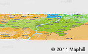 Physical Panoramic Map of Saratov Oblast, political shades outside