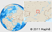 Shaded Relief Location Map of Frolovo