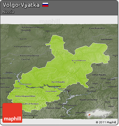 Physical 3D Map of Volgo-Vyatka, darken, semi-desaturated