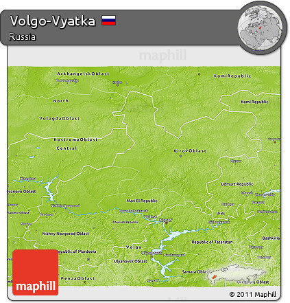 Physical 3D Map of Volgo-Vyatka