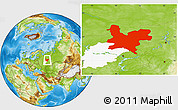 Physical Location Map of Kirov Oblast, highlighted parent region