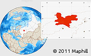 Shaded Relief Location Map of Kirov Oblast, highlighted country
