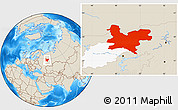 Shaded Relief Location Map of Kirov Oblast, highlighted parent region