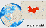 Shaded Relief Location Map of Kirov Oblast