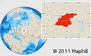 Shaded Relief Location Map of Nizhny Novgorod Oblast