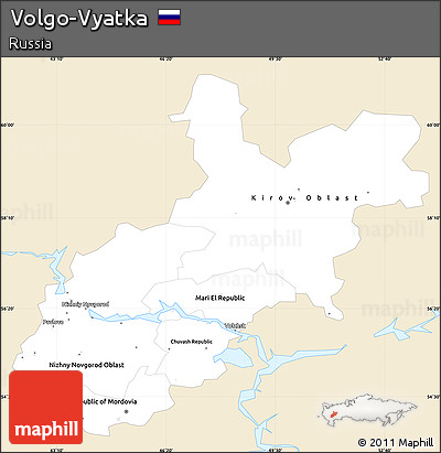 Classic Style Simple Map of Volgo-Vyatka, single color outside