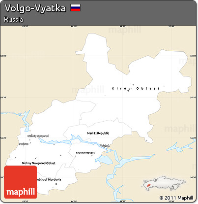 Classic Style Simple Map of Volgo-Vyatka, single color outside