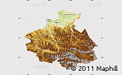 Physical Map of Altai Republic, cropped outside