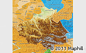 Physical Map of Altai Republic, political shades outside