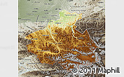 Physical Map of Altai Republic, semi-desaturated