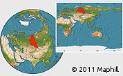 Satellite Location Map of Western Siberia, within the entire country