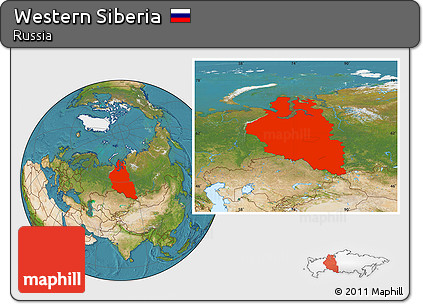 Satellite Location Map of Western Siberia