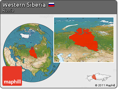 Satellite Location Map of Western Siberia
