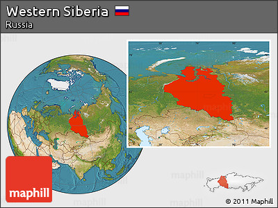 Satellite Location Map of Western Siberia