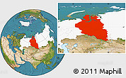 Satellite Location Map of Western Siberia, highlighted country